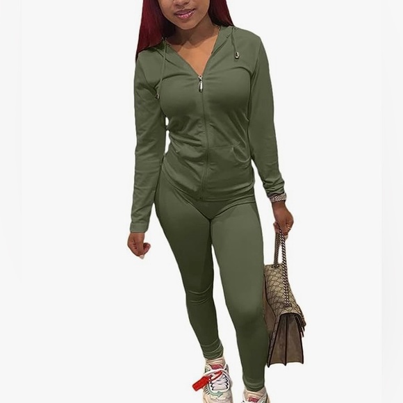 Amazon Pants - Women’s 2 Piece Tracksuit | Full Zip Up Hooded Jacket & Bottoms